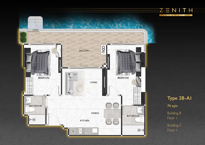 ZENITH Pattaya — apartment layout