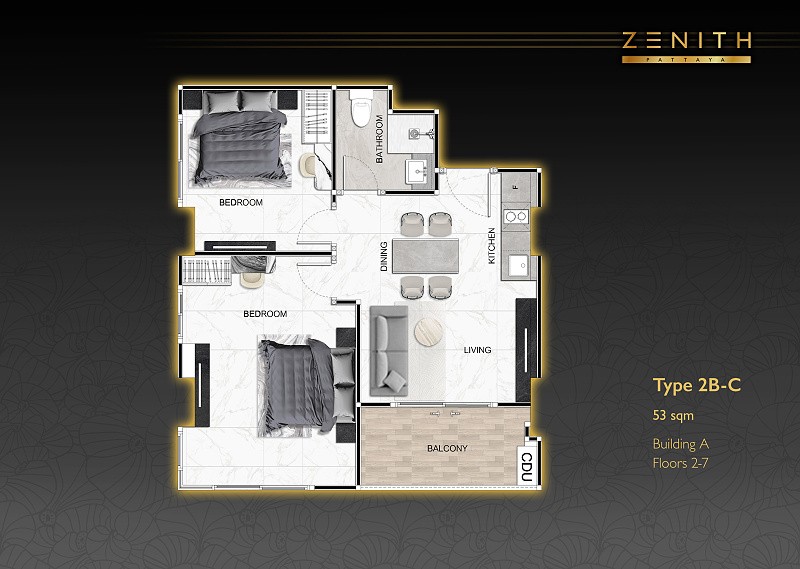 ZENITH Pattaya — apartment layout
