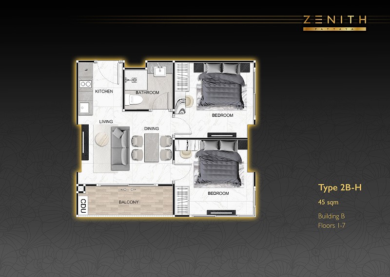 ZENITH Pattaya — apartment layout