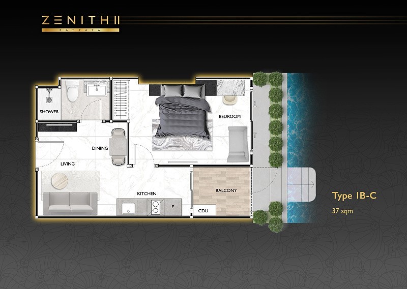 ZENITH II Pattaya — apartment layout