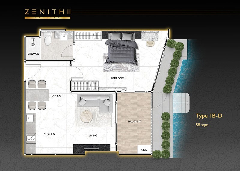 ZENITH II Pattaya — apartment layout