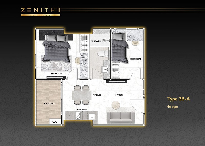 ZENITH II Pattaya — apartment layout