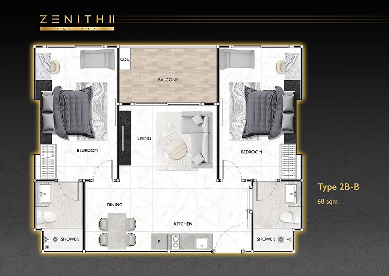 ZENITH II Pattaya — apartment layout