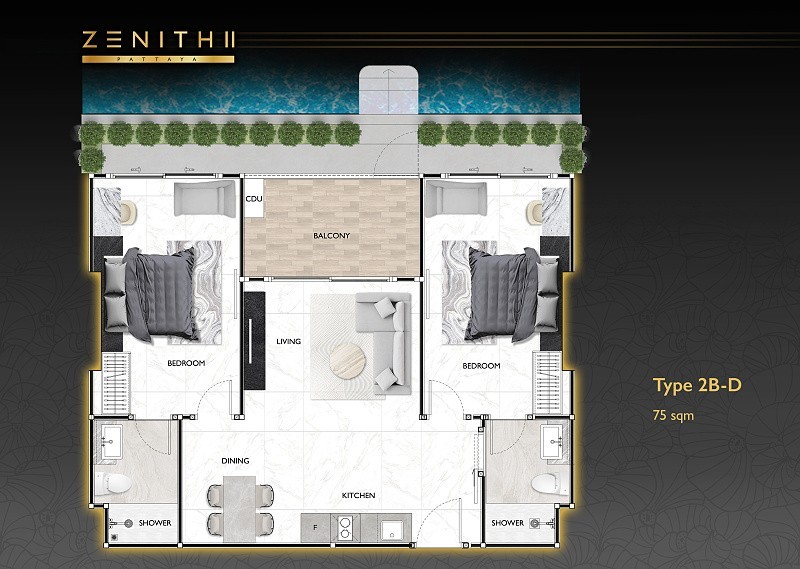 ZENITH II Pattaya — apartment layout