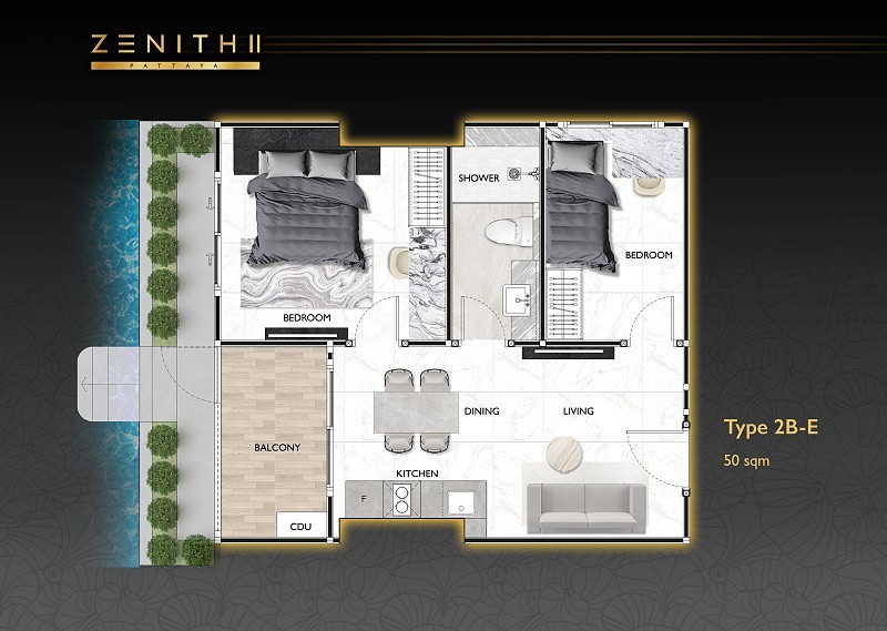 ZENITH II Pattaya — apartment layout