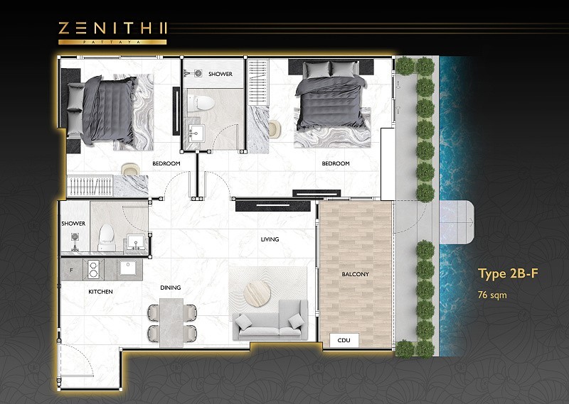ZENITH II Pattaya — apartment layout