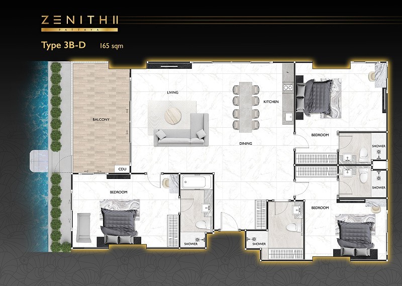 ZENITH II Pattaya — apartment layout