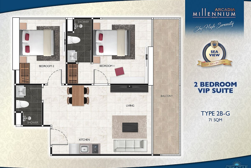 2 Bedroom Condo - ฿ 40.000 p/m