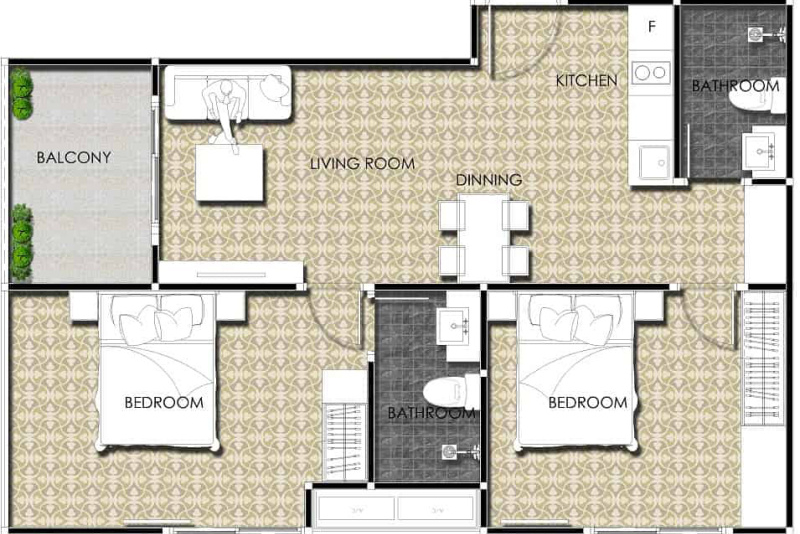 2 Bedroom Condo - ฿ 30.000 p/m