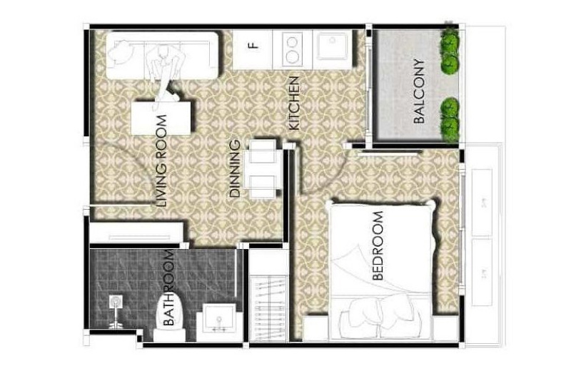 1 Bedroom Condo - ฿ 15.000 p/m